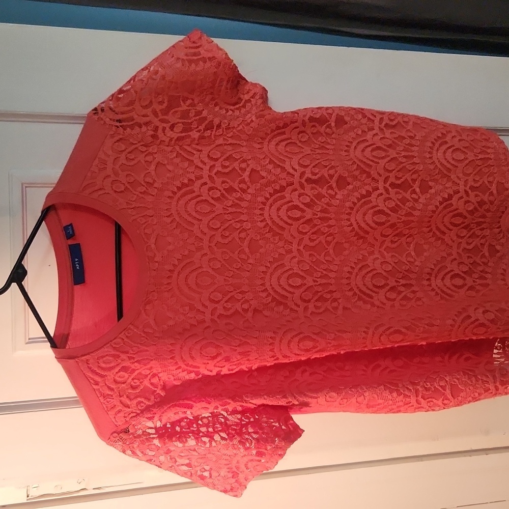 Apt. 9 Coral with Lace detail Tee